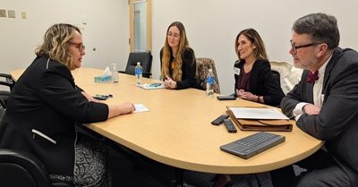 From left: MNCPA Chair Boz Bostrom, Minnesota State Auditor Julie Blaha, Sen. Jordan Rasmusson, MNCPA members Samantha Metcalf and Bob Cedergren, and MNCPA President and CEO Linda Wedul.