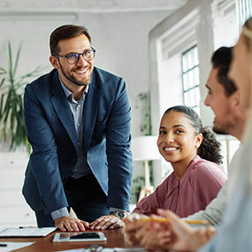 Young leader in a team meeting